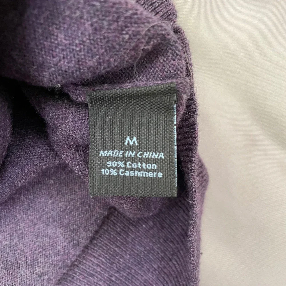 Marc Anthony Mens Purple Cotton Cashmere‎ Blend V-Neck Sweater Size M